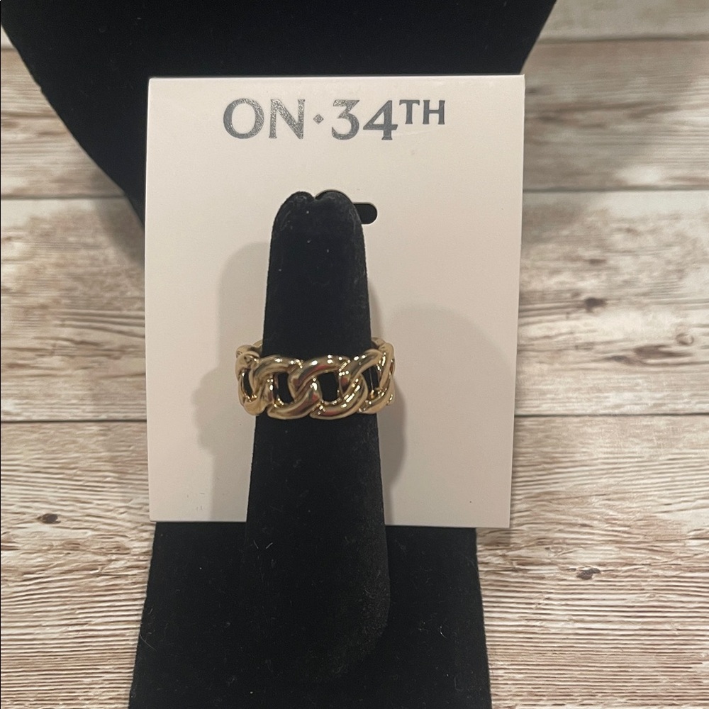 ON 34TH Elegant Gold Chain Ring
